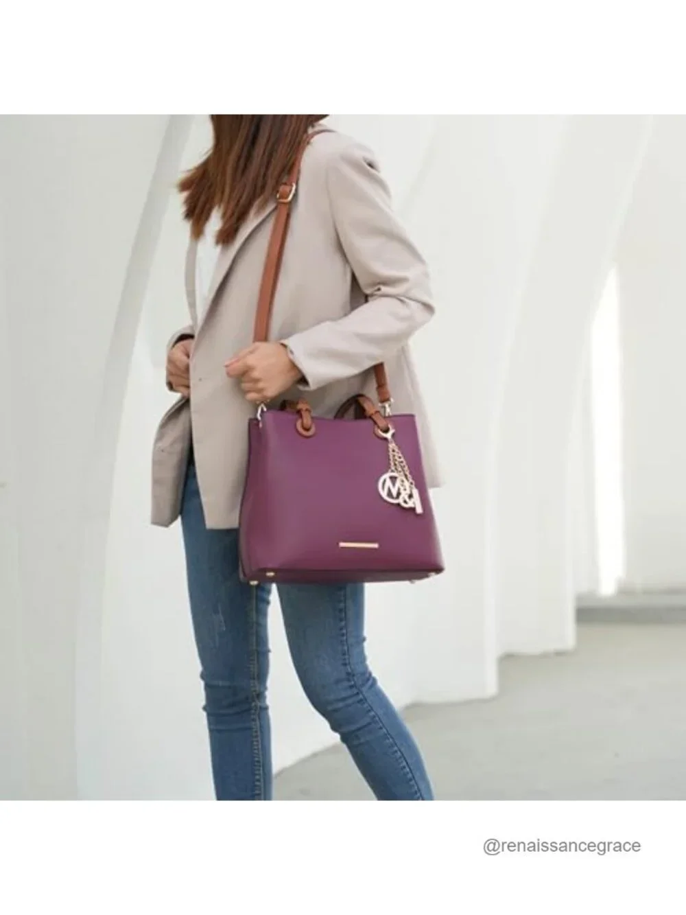 Vegan Leather Tote Bag With Matching Wallet, Top-Handle Handbag